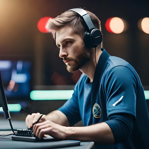 Un jugador de esport concentrado