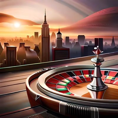 Un juego de ruleta en una terraza en lo alto de un edificio